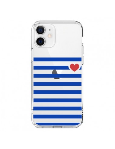Coque iPhone 12 et 12 Pro Mariniere Coeur Love Transparente - Jonathan Perez