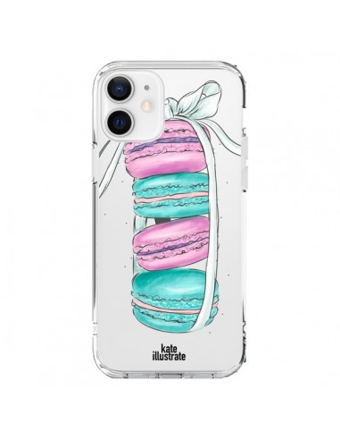 Coque iPhone 12 et 12 Pro Macarons Pink Mint Rose Transparente - kateillustrate