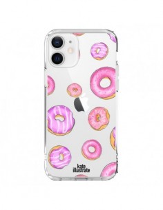 Coque iPhone 12 et 12 Pro Pink Donuts Rose Transparente -...