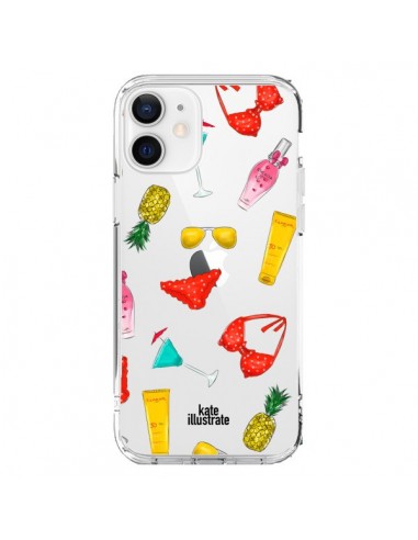 Coque iPhone 12 et 12 Pro Summer Essentials Ete Essentiel Transparente - kateillustrate