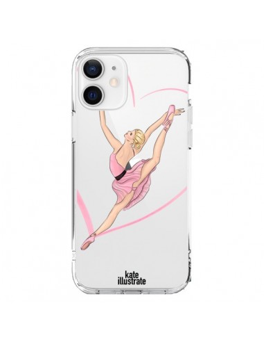 Coque iPhone 12 et 12 Pro Ballerina Jump In The Air Ballerine Danseuse Transparente - kateillustrate