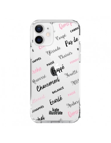 Coque iPhone 12 et 12 Pro Ballerina Ballerine Mots Transparente - kateillustrate