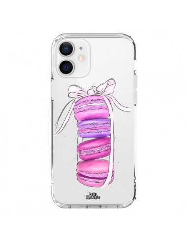Coque iPhone 12 et 12 Pro Macarons Pink Purple Rose Violet Transparente - kateillustrate