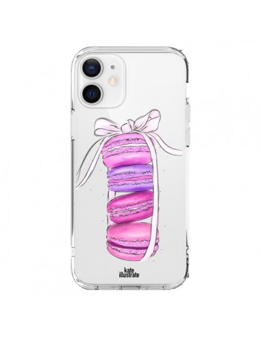 Cover iPhone 12 e 12 Pro Macarons Rosa Viola Trasparente - kateillustrate