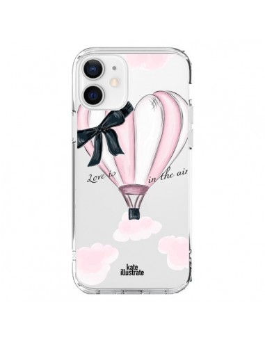 Coque iPhone 12 et 12 Pro Love is in the Air Love Montgolfier Transparente - kateillustrate