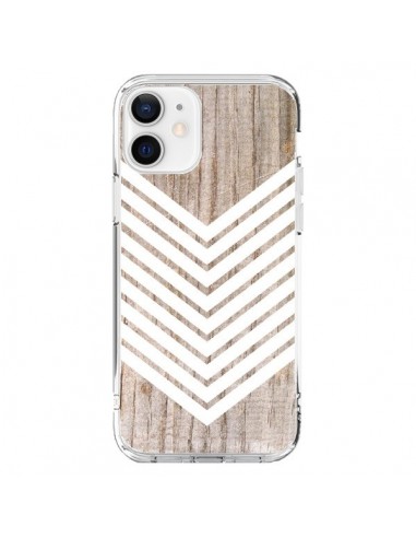 Coque iPhone 12 et 12 Pro Tribal Aztèque Bois Wood Flèche Blanc - Laetitia