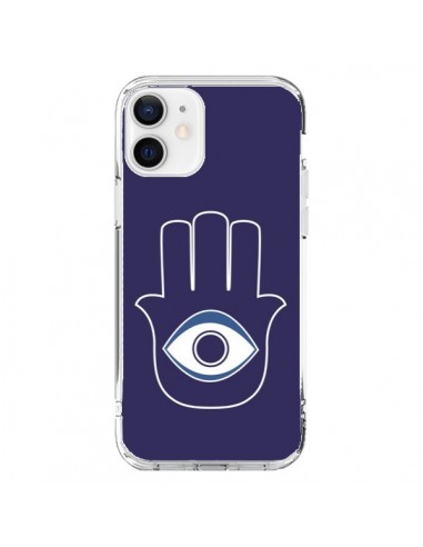 Coque iPhone 12 et 12 Pro Main de Fatma Oeil Bleu - Laetitia