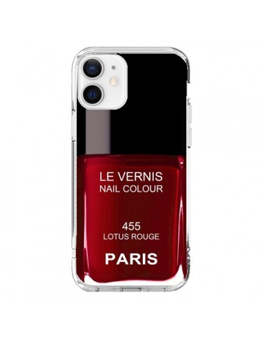 Coque iPhone 12 et 12 Pro Vernis Paris Lotus Rouge - Laetitia