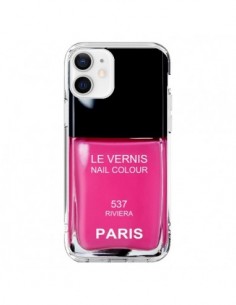 Coque iPhone 12 et 12 Pro Vernis Paris Riviera Rose -...