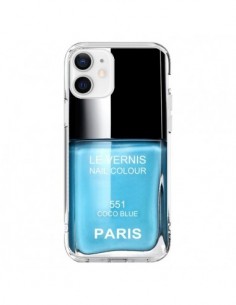 Coque iPhone 12 et 12 Pro Vernis Paris Coco Blue Bleu -...