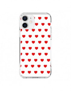 Coque iPhone 12 et 12 Pro Coeurs Rouges Fond Blanc -...