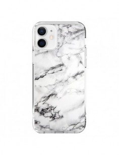Coque iPhone 12 et 12 Pro Marbre Marble Blanc White -...