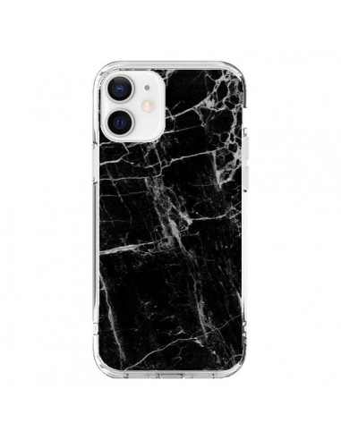 Coque iPhone 12 et 12 Pro Marbre Marble Noir Black - Laetitia
