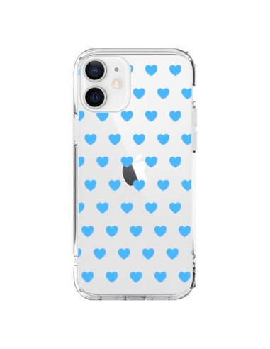 Coque iPhone 12 et 12 Pro Coeur Heart Love Amour Bleu Transparente - Laetitia