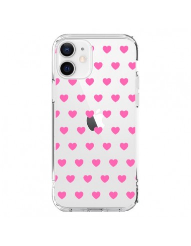 Coque iPhone 12 et 12 Pro Coeur Heart Love Amour Rose Transparente - Laetitia