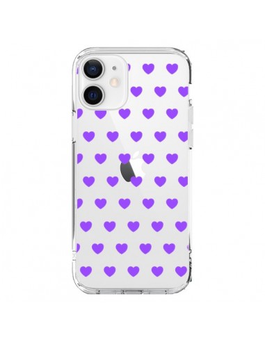 Cover iPhone 12 e 12 Pro Cuore Amore Viola Trasparente - Laetitia