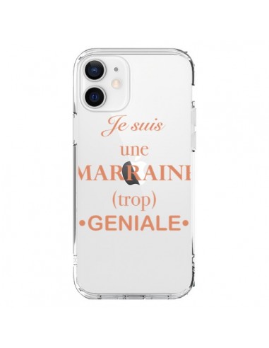 Coque iPhone 12 et 12 Pro Je suis une marraine trop géniale Transparente - Laetitia