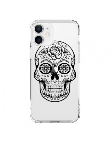 Coque iPhone 12 et 12 Pro Tête de Mort Mexicaine Noir Transparente - Laetitia