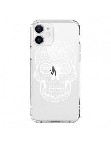 Coque iPhone 12 et 12 Pro Tête de Mort Mexicaine Blanche Transparente - Laetitia