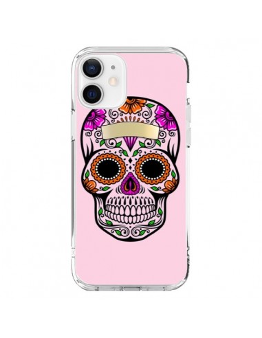 Coque iPhone 12 et 12 Pro Tête de Mort Mexicaine Rose Multicolore - Laetitia
