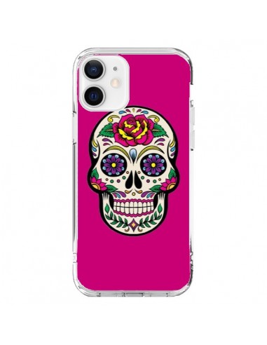 Coque iPhone 12 et 12 Pro Tête de Mort Mexicaine Rose Fushia - Laetitia