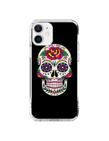 Coque iPhone 12 et 12 Pro Tête de Mort Mexicaine Multicolore Noir - Laetitia