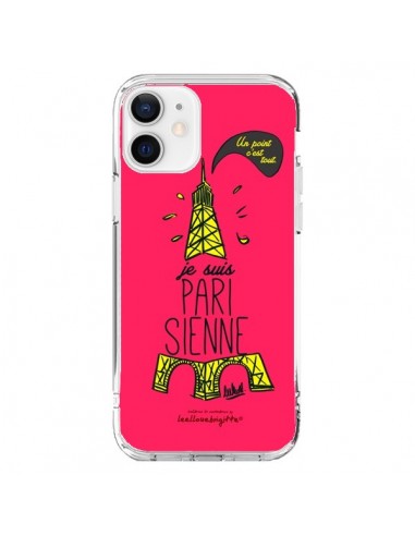Coque iPhone 12 et 12 Pro Je suis Parisienne La Tour Eiffel Rose - Leellouebrigitte