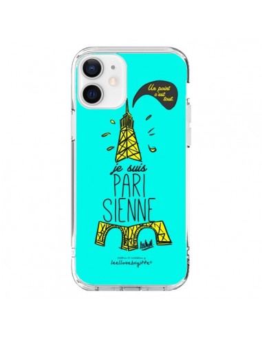 Coque iPhone 12 et 12 Pro Je suis Parisienne La Tour Eiffel Bleu - Leellouebrigitte