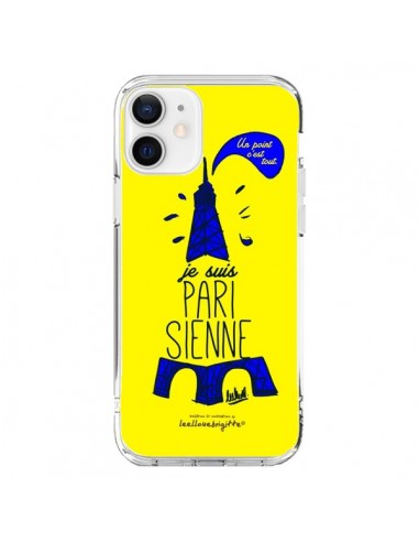 Coque iPhone 12 et 12 Pro Je suis Parisienne La Tour Eiffel Jaune - Leellouebrigitte