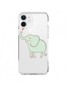 Coque iPhone 12 et 12 Pro Elephant Elefant Animal Coeur...