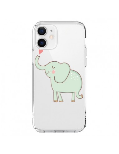 Cover iPhone 12 e 12 Pro Elefante Animale Cuore Amore  Trasparente - Petit Griffin