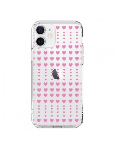 Coque iPhone 12 et 12 Pro Coeurs Heart Love Amour Rose Transparente - Petit Griffin