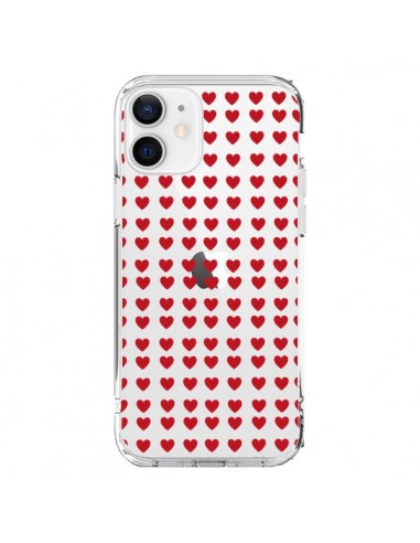 Coque iPhone 12 et 12 Pro Coeurs Heart Love Amour Red Transparente - Petit Griffin