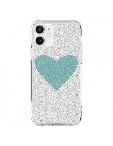 Cover iPhone 12 e 12 Pro Cuore Blu Verde Argento Amore - Mary Nesrala