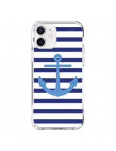 Coque iPhone 12 et 12 Pro Ancre Voile Marin Navy Blue -...