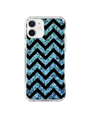 Coque iPhone 12 et 12 Pro Chevron Aqua Sparkle Triangle Azteque - Mary Nesrala