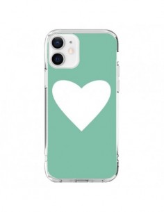 Coque iPhone 12 et 12 Pro Coeur Mint Vert - Mary Nesrala