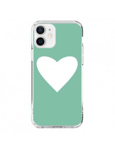 Coque iPhone 12 et 12 Pro Coeur Mint Vert - Mary Nesrala