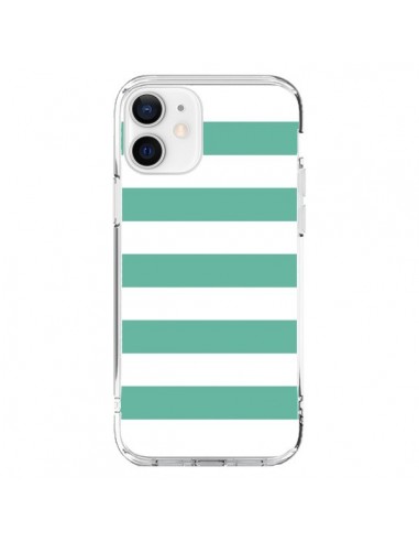 Coque iPhone 12 et 12 Pro Bandes Mint Vert - Mary Nesrala