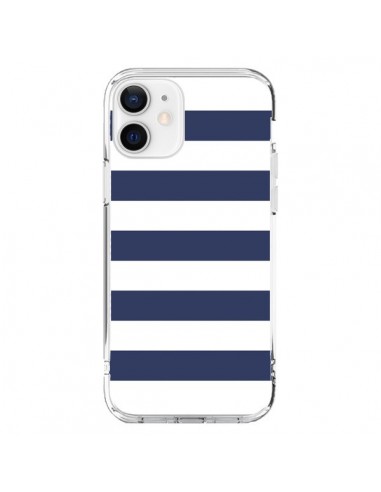 Coque iPhone 12 et 12 Pro Bandes Marinières Bleu Blanc Gaultier - Mary Nesrala