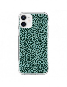 Coque iPhone 12 et 12 Pro Leopard Turquoise Neon - Mary...