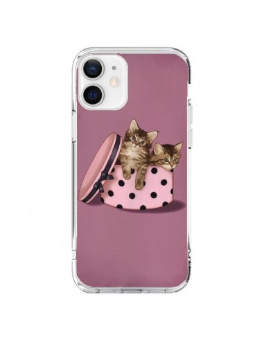 Coque iPhone 12 et 12 Pro Chaton Chat Kitten Boite Pois - Maryline Cazenave