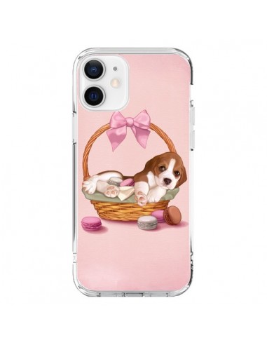 Coque iPhone 12 et 12 Pro Chien Dog Panier Noeud Papillon Macarons - Maryline Cazenave