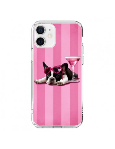 Cover iPhone 12 e 12 Pro Cane Cocktail Occhiali Cuore Rosa - Maryline Cazenave