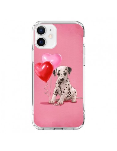 Coque iPhone 12 et 12 Pro Chien Dog Dalmatien Ballon Coeur - Maryline Cazenave
