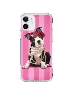Cover iPhone 12 e 12 Pro Cane Fashion Collana di Perle...