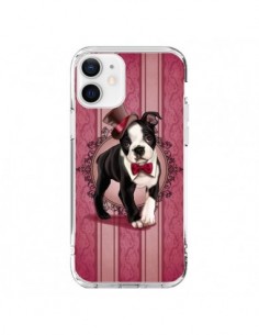 Cover iPhone 12 e 12 Pro Cane Gentleman Papillon Cappello...