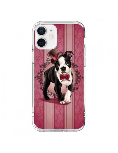 Coque iPhone 12 et 12 Pro Chien Dog Gentleman Noeud Papillon Chapeau - Maryline Cazenave