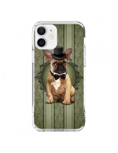 Coque iPhone 12 et 12 Pro Chien Dog Bulldog Noeud Papillon Chapeau - Maryline Cazenave