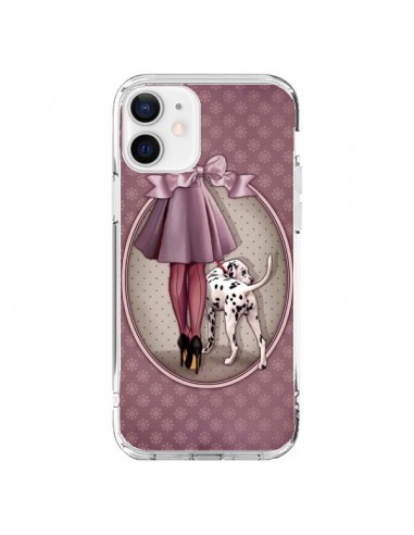 Coque iPhone 12 et 12 Pro Lady Chien Dog Dalmatien Robe Pois - Maryline Cazenave